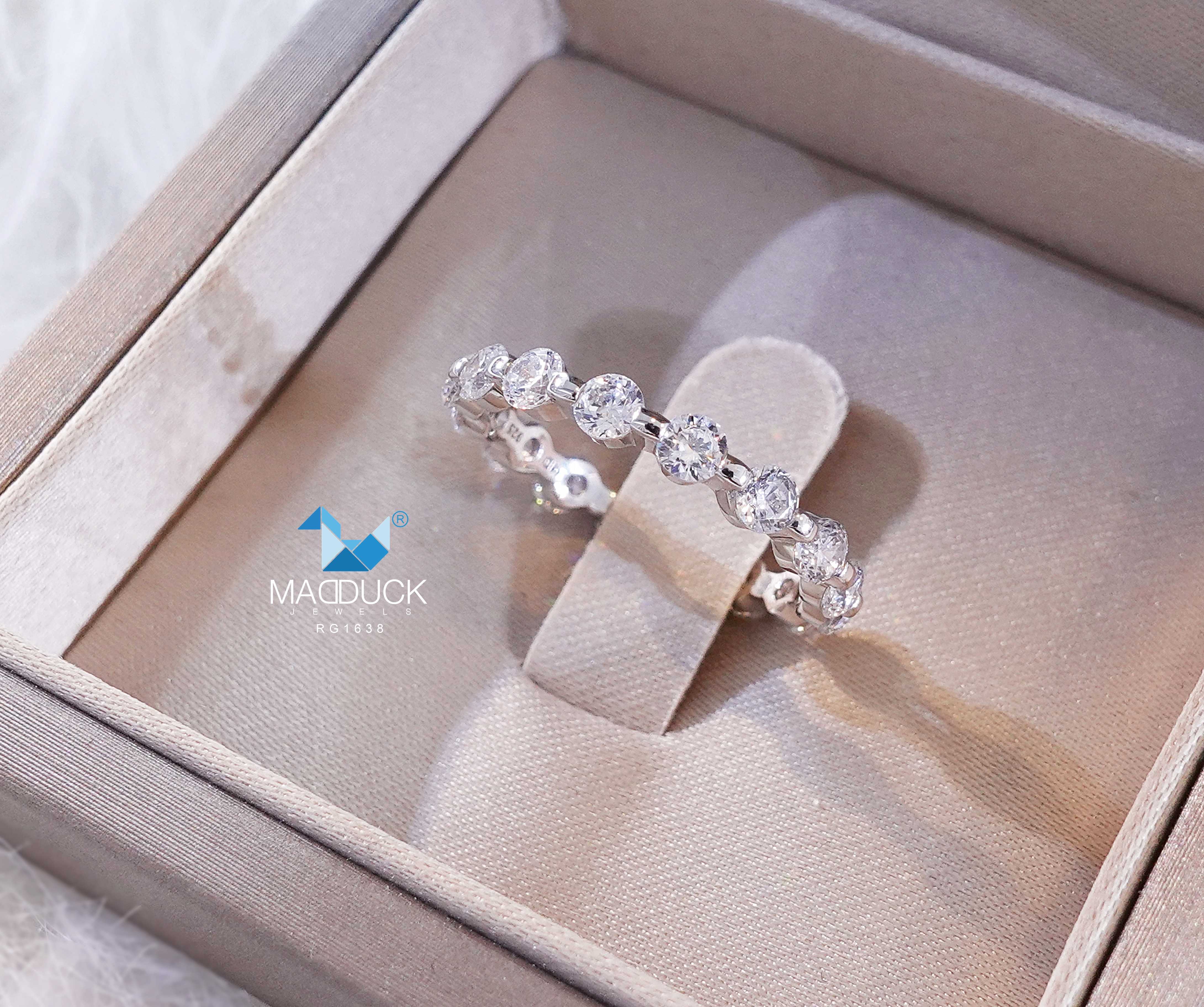 Madduckjewels RG1638 แหวนเงินแท้ เพชร CZ ชุบโรเดียม