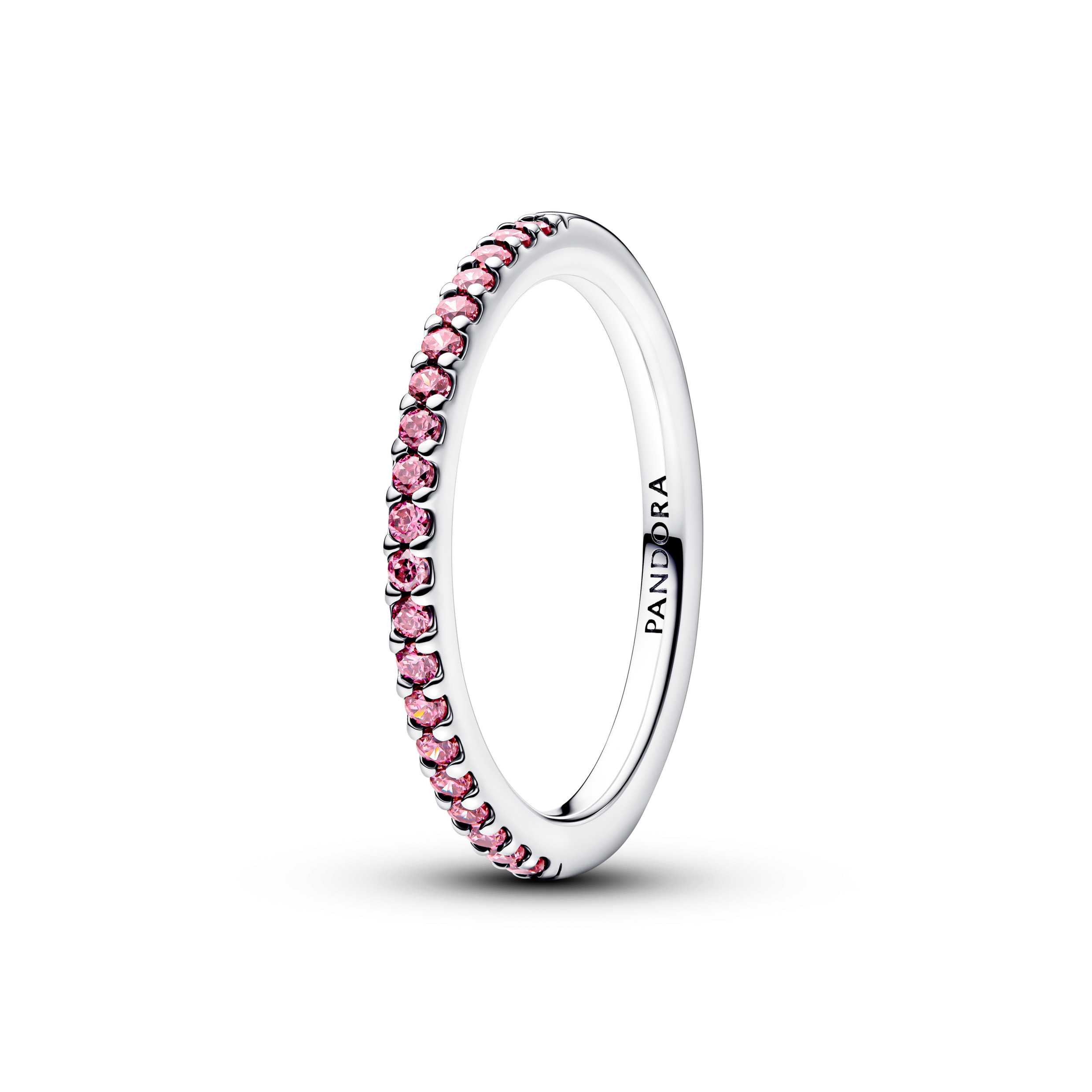 Sterling silver ring with fancy pink cubic zirconia