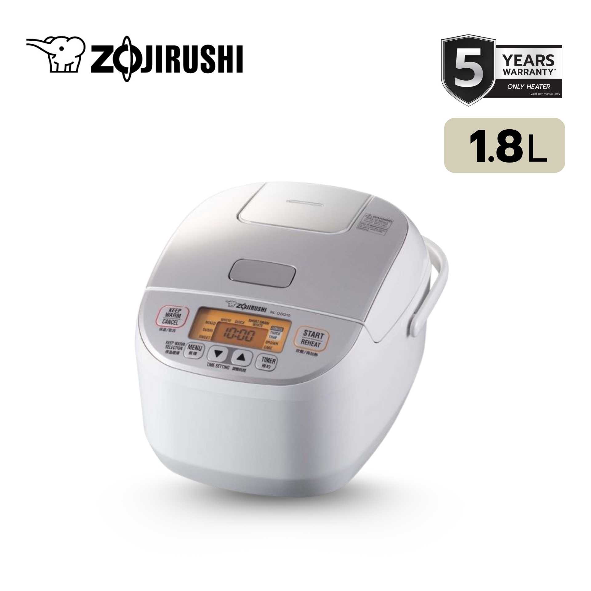 Zojirushi หม้อหุงข้าวไฟฟ้าไมโครคอมพิวเตอร์ 1.8 ลิตร รุ่น NL-DSQ18-WA