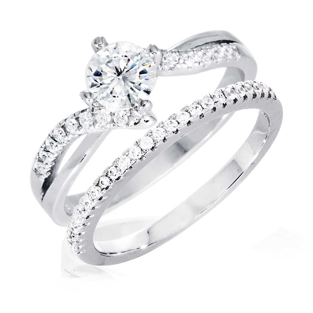 SNOWY แหวนเพชร Double Ring เงินแท้ 925 Silver Jewelry ประดับเพชร CZ รุ่น SS2201-RR เคลือบทองคำขาว