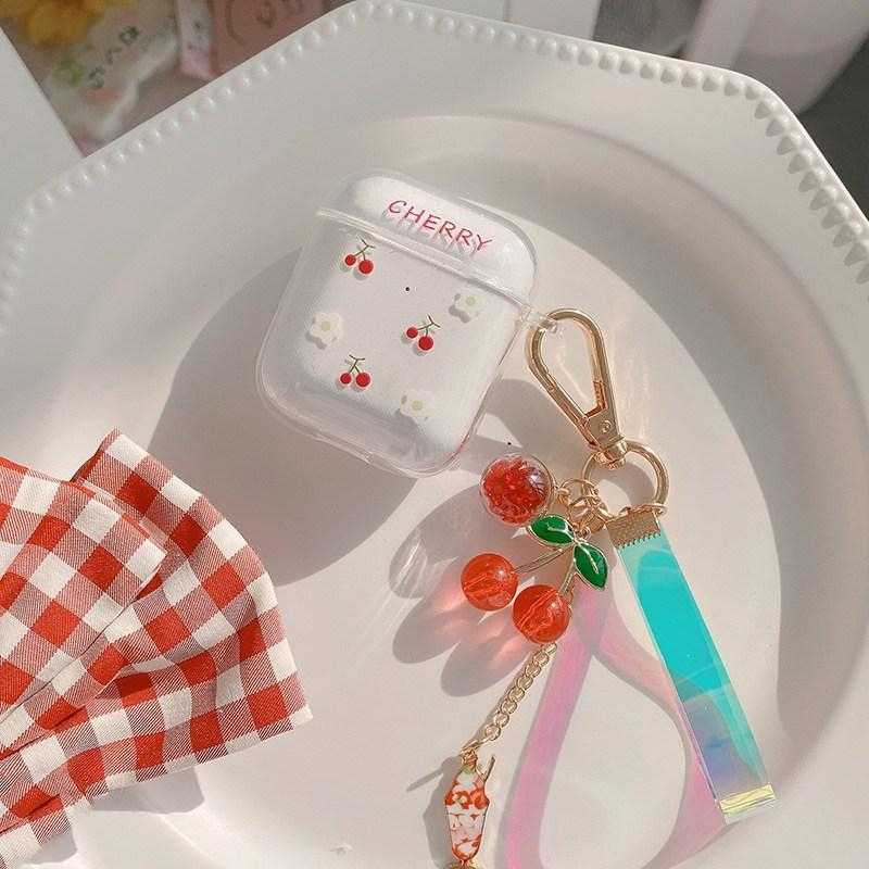 ♥ เคส Airpods : ยางใสลายเชอร์รี่+พวงกุญแจเชอร์รี่