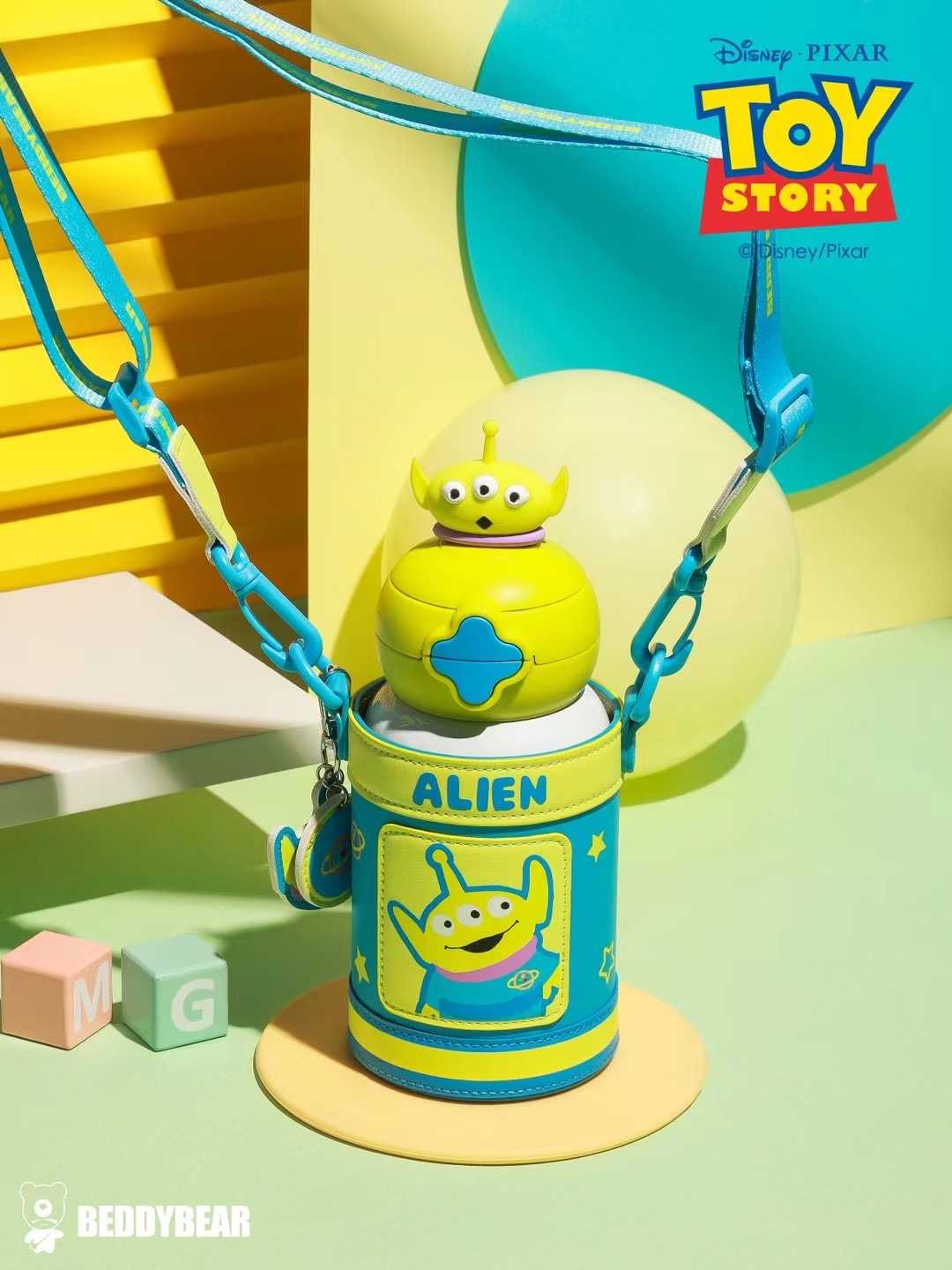 BeddyBearXToy Story  กระติกน้ำสูญญากาศสแตนเลส หลอดดูด/ยกดื่ม พร้อมกระเป๋าสะพาย BB011-008AL