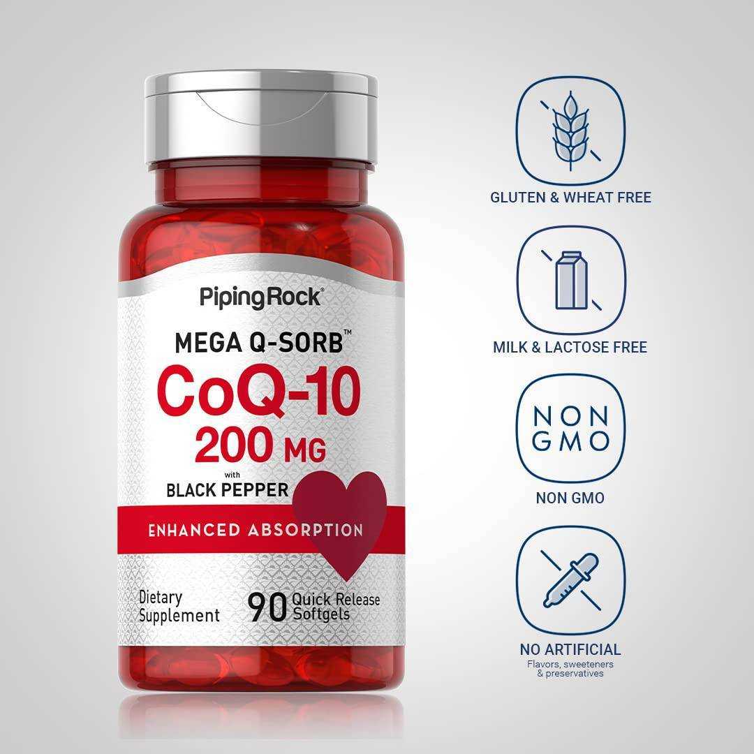 วิตามิน ♥️Piping Rock Mega Q-Sorb CoQ-10 200 mg 90 Softgels นำเข้าจากอเมริกา ของแท้ 100% แพคเกจใหม่