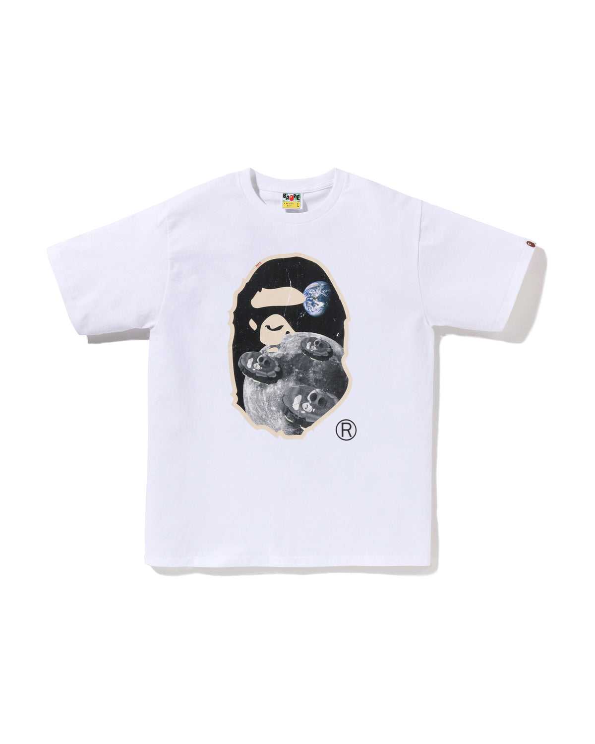 Bape Moon Ape Head Old Photo Tee White