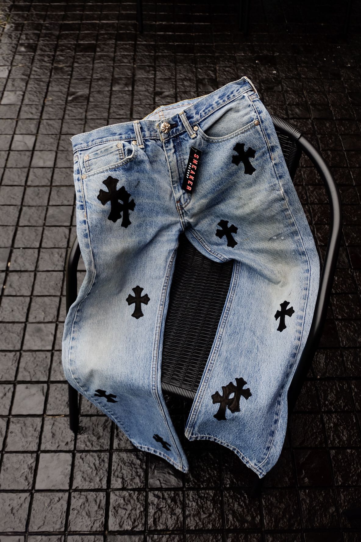 Chrome Hearts Levi’s 505 Cross Patch Jeans