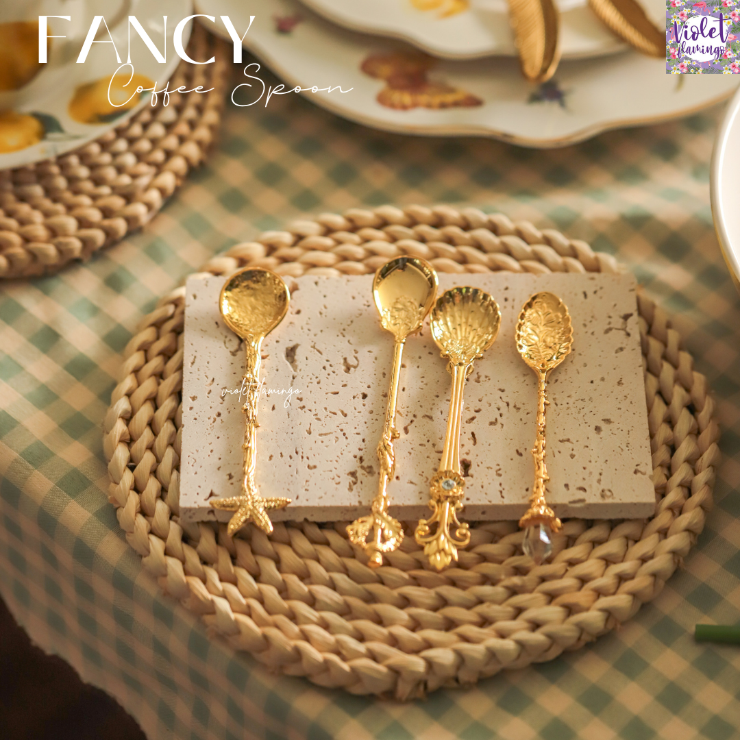 ช้อนทอง ช้อนกาแฟ/ช้อนขนมสแตนเลสสีทอง Fancy Coffee Spoon