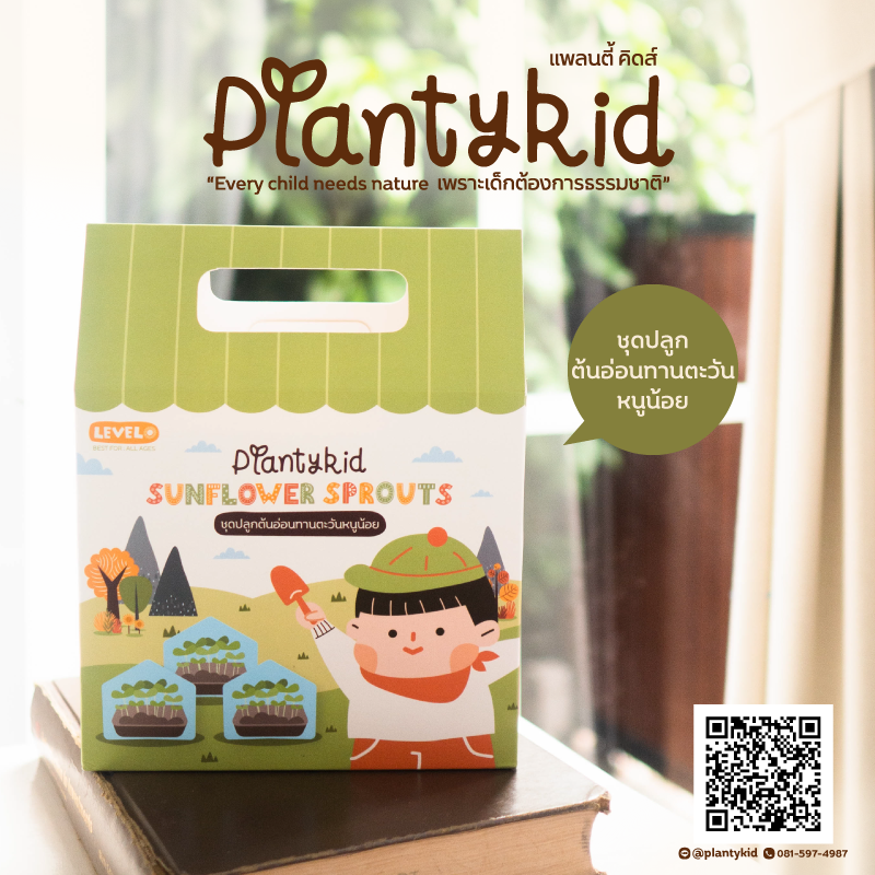 Planty kid ชุดปลูกผักออร์แกนิค : ต้นอ่อนทานตะวัน (Sunflower Sprouts)