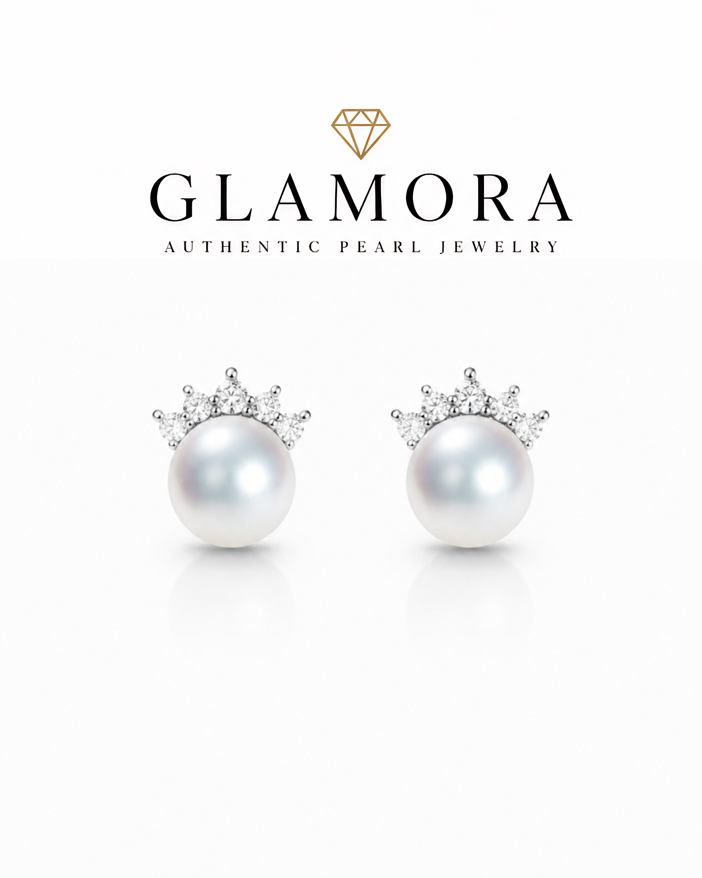 E20 ต่างหูไข่มุกแท้ เกรด6A รุ่น Crown Stud Earring