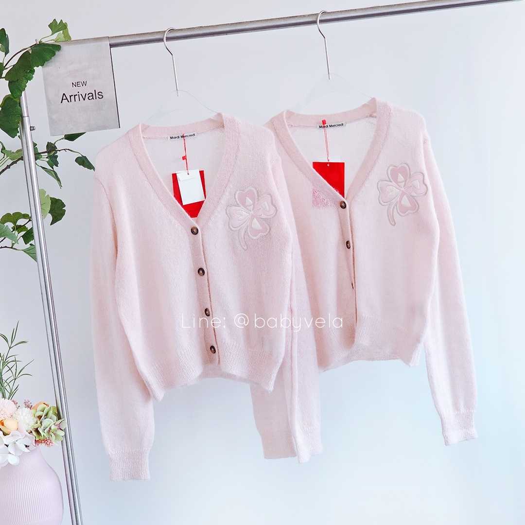 Mardi Mohair Cardigan V-Neck Clovermardi (Pink)