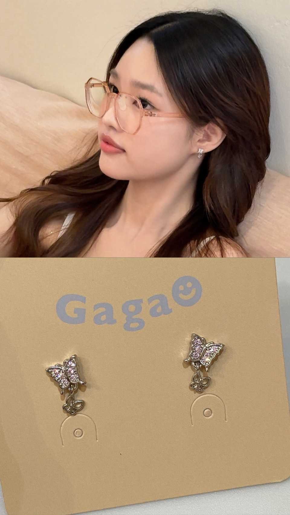 A184 (ผีเสื้อ)(จุกยาง) เงินแท้ แพ้ง่ายใส่ได้ ต่างหูร้านกากา GAGASTORETH