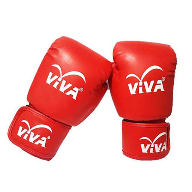 Super sales !! VIVA นวมมวย หนัง PU รุ่น Classic ขนาด 4 OZ.  ( สีแดง )