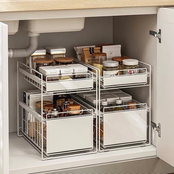 ชั้นวางของสไลด์ใต้อ่างล้างจาน