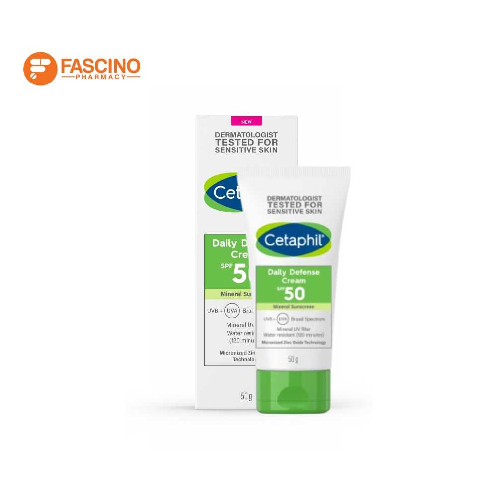 CETAPHIL Daily Defense Cream SPF50 ครีมกันแดดสำหรับผิวแพ้ง่าย (50g.)