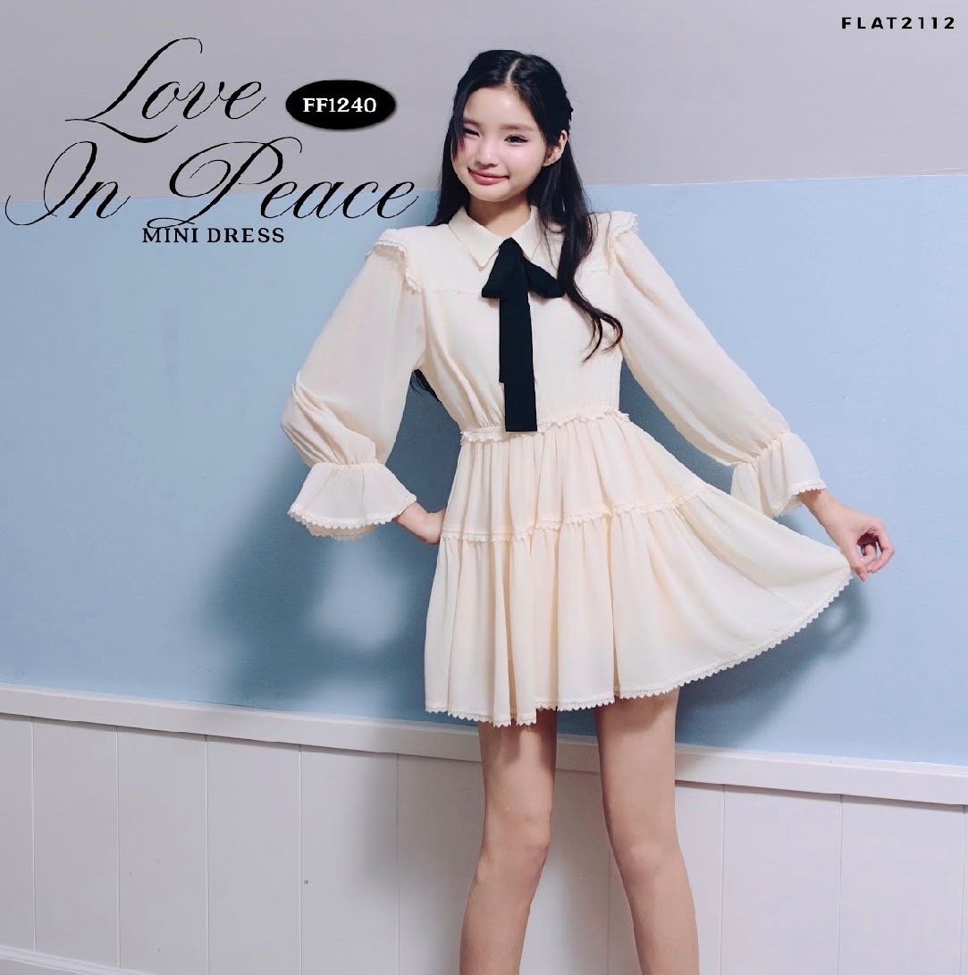 FLAT2112 : LOVE IN PEACE MINI DRESS เดรสสั้นทรงสวย เดรสออกงาน ใส่ไปเที่ยว (FF1240)