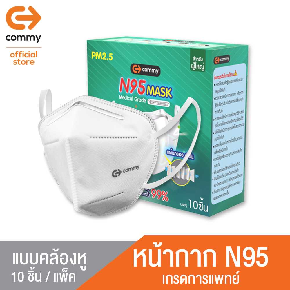 COMMY N95 MASK หน้ากากแบบคล้องหู แบบ 1 แพ็คบรรจุ 10 ชิ้น