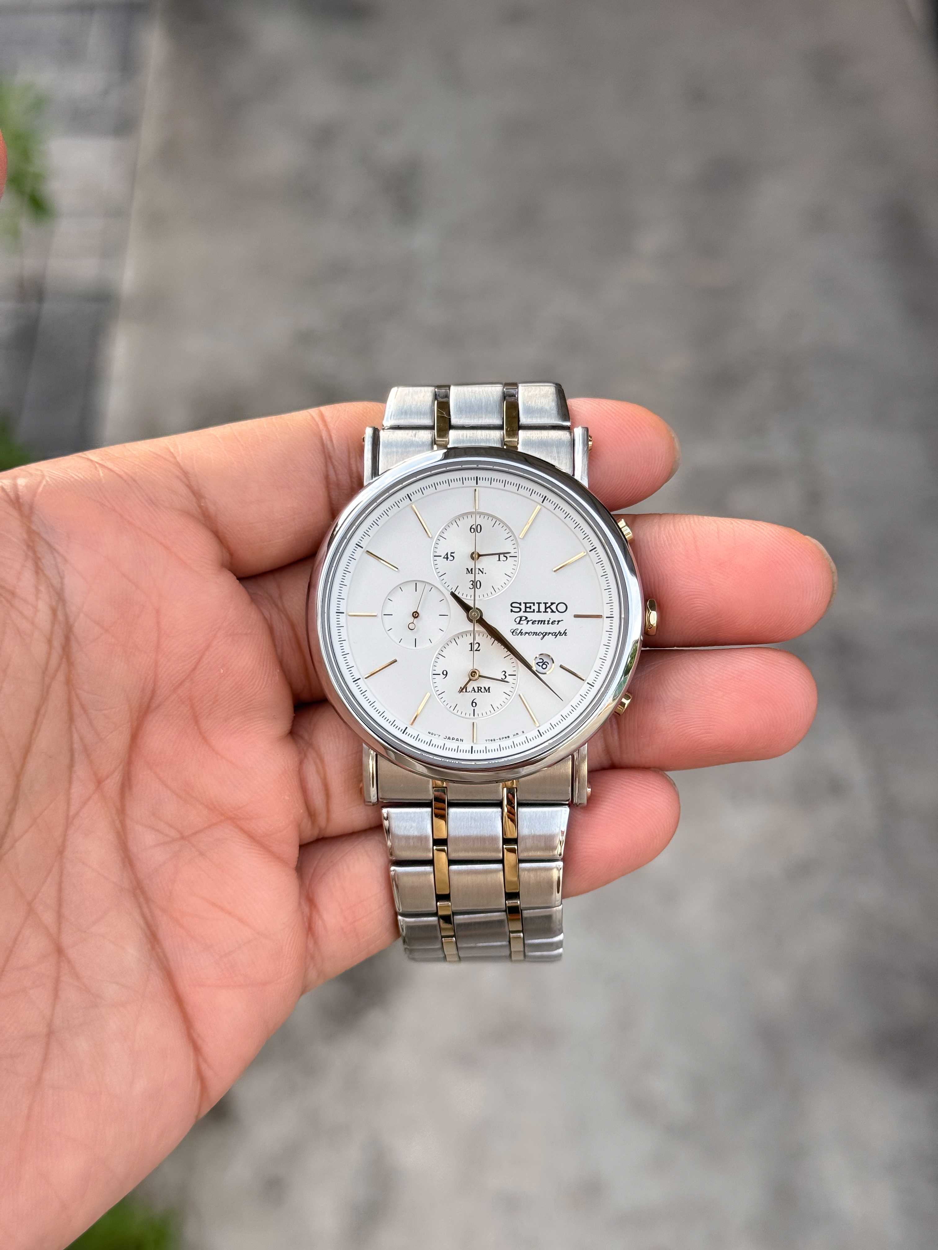 Seiko Premier Chronograph King Size Quartz 2tone