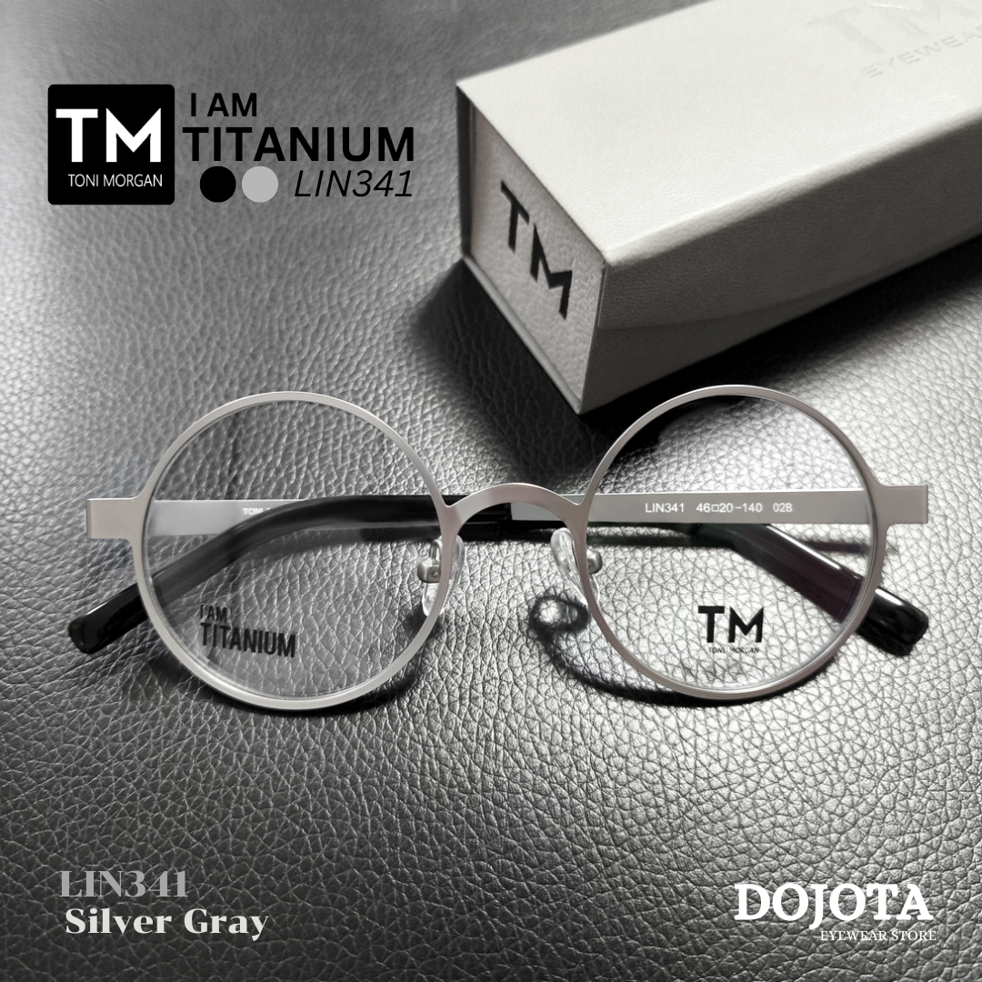 กรอบแว่นตาทรงกลม ไทเทเนี่ยม Toni Morgan รุ่น LIN 341 สี Silver Grayรุ่นใหม่ 2024