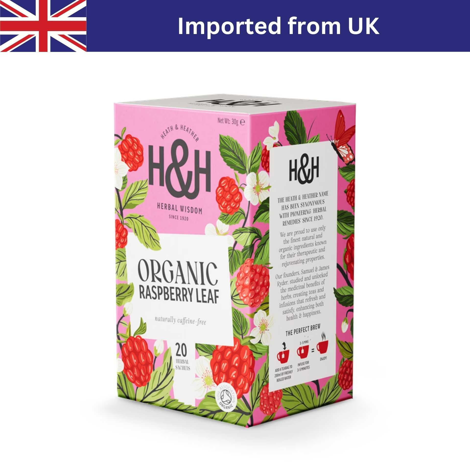 Heath & Heather Organic Raspberry Tea (20 Bags / 30g) ชาอังกฤษ ชาซอง ชาออร์แกนิก