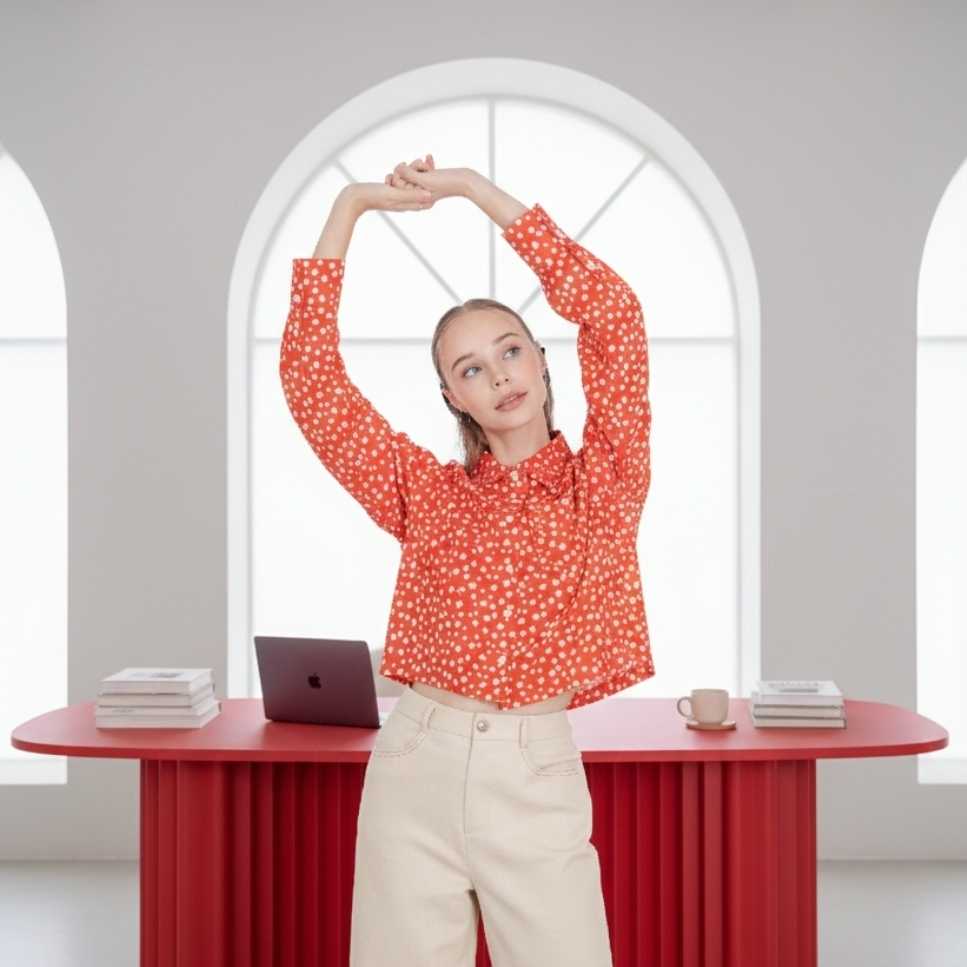 H661-Cotton ปริ้นท์-แดง