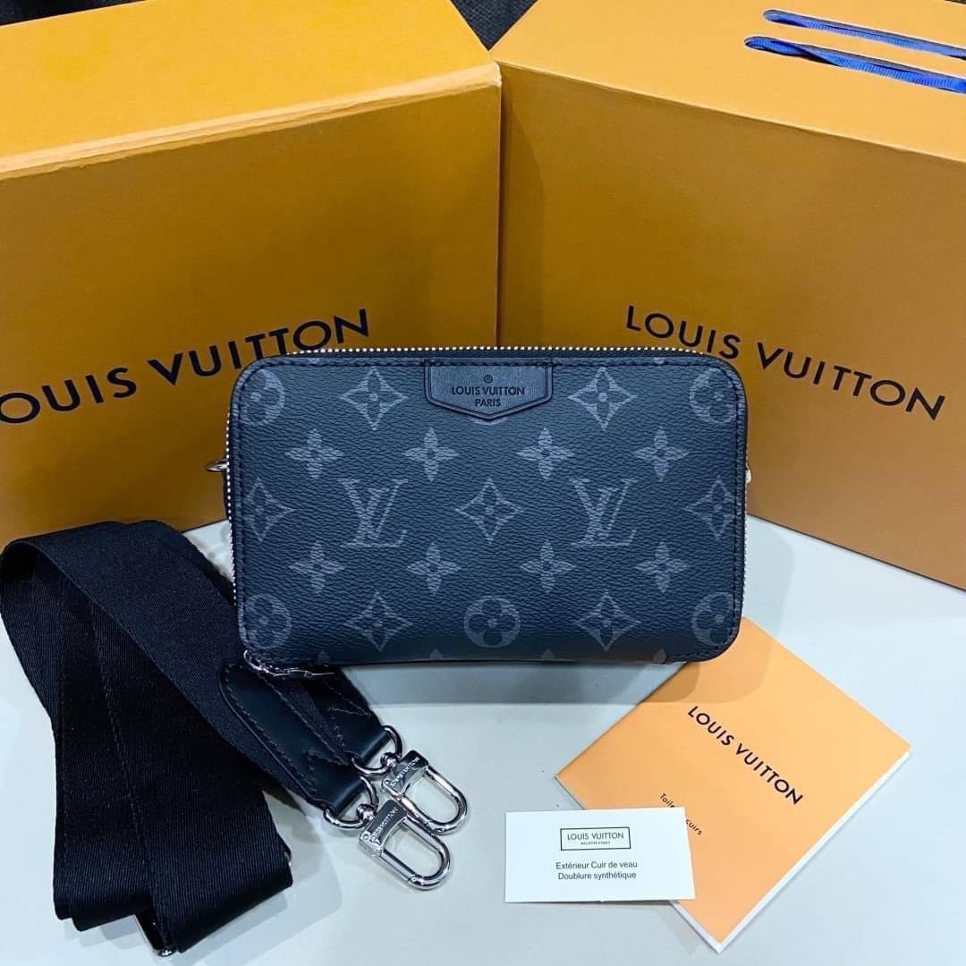LOUIS VUITTON ALPHA WEARABLE WALLET IN BLACK MONOGRAM ECLIPSE COATED CANVAS