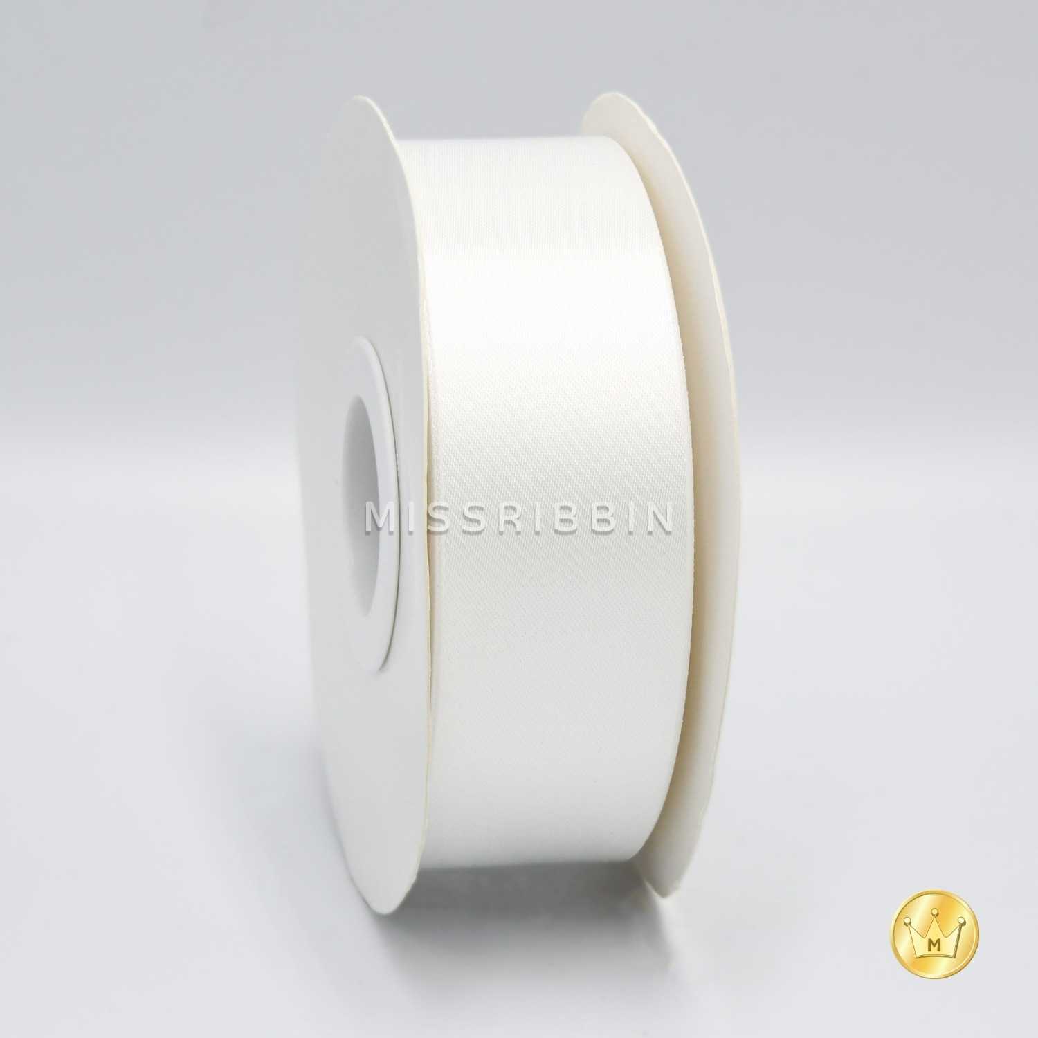 ริบบิ้นผ้าต่วน (สี 001) ม้วนยาว 50/200หลา ขนาด 12 15 21 30 40 50 60มม.