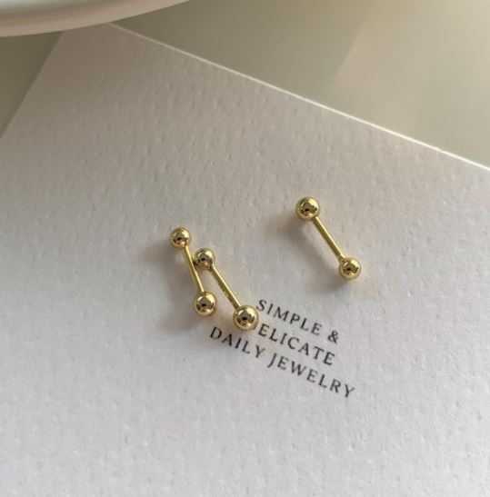 [all silver 925 & 14K gold] dot piercing (3สี ขนาด 2/3/4 มิล )