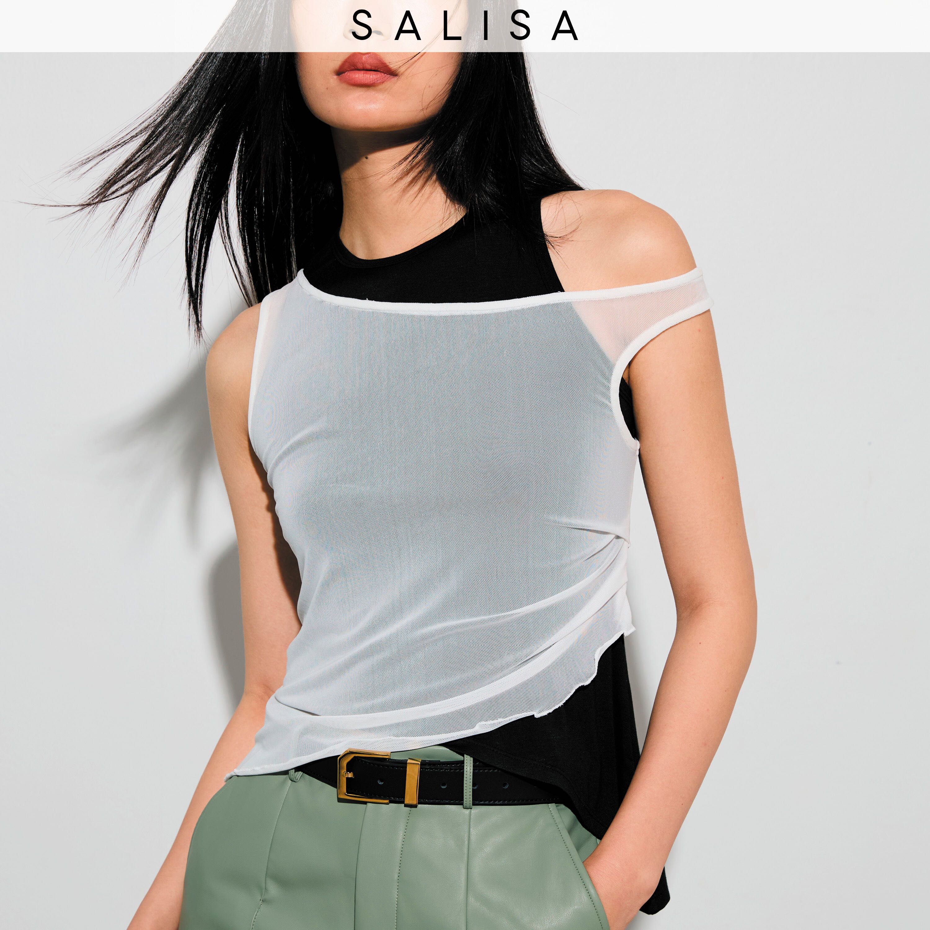 MESH DOUBLE TANK FW24 Jersey Top Black/White เสื้อกล้าม