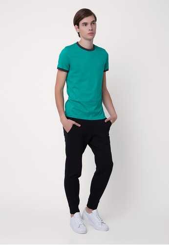 Contrast Tee - Persian Green/Charcoal