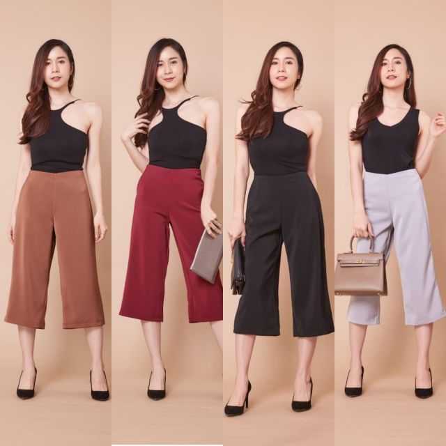 กางเกงขาบาน5ส่วน ผ้าฮานาโกะ S-3XLงานดี ทรงสวย