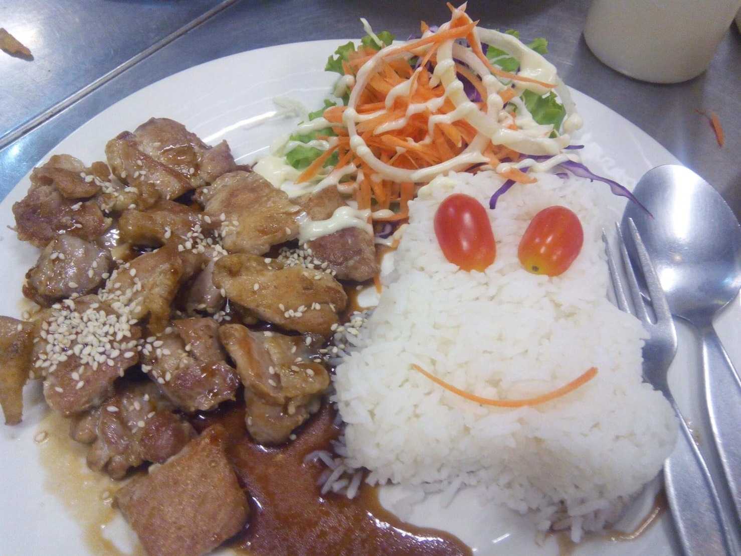 #02สเต็กไก่เทริยากิ พร้อมข้าว (Steak teriyaki Chicken with rice)