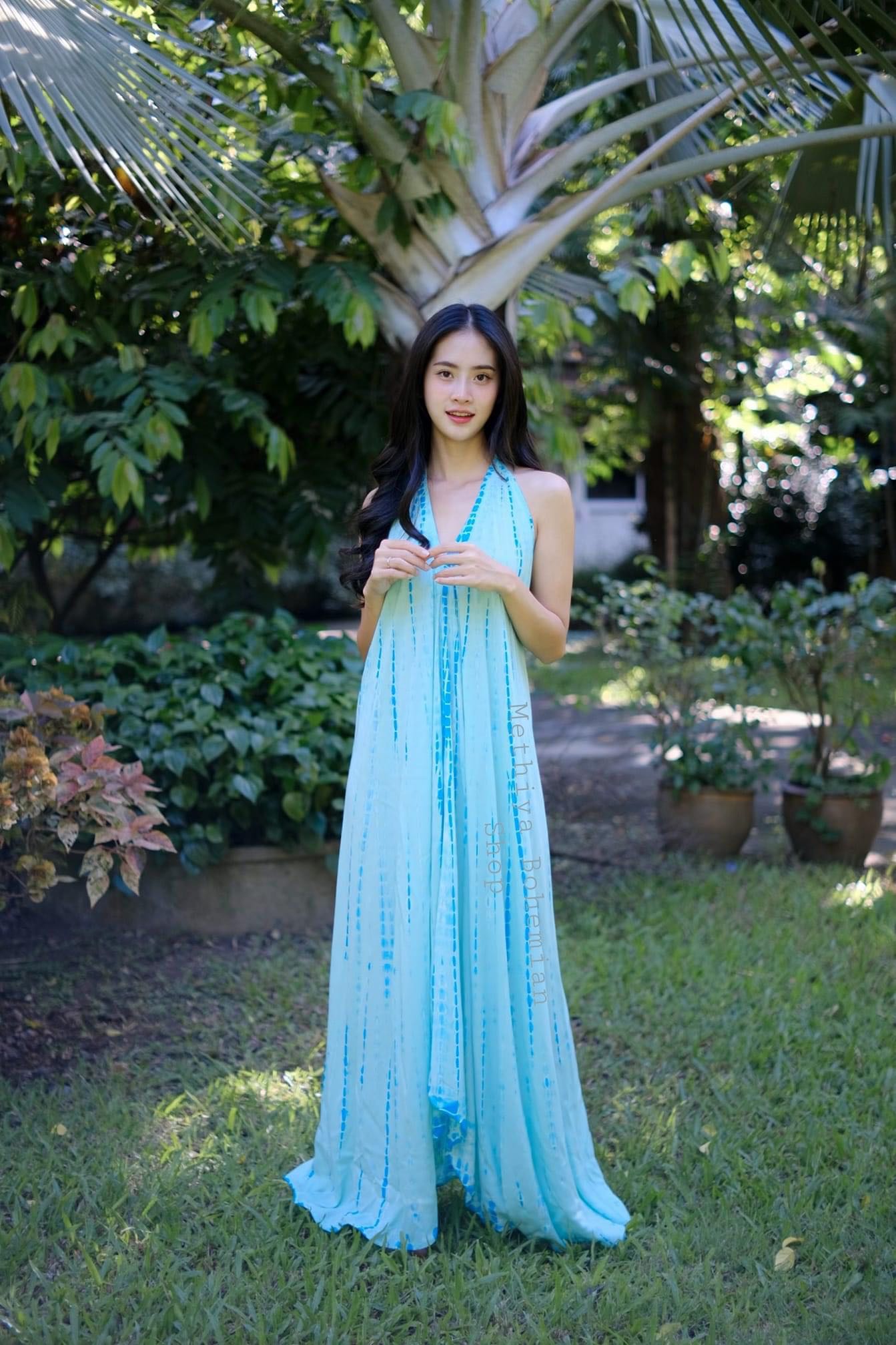 TD-DRL001 ชุดมัดย้อมไปทะเล เปิดหลัง สีสดใส, ชุดเดรสเปิดหลังไปทะเล
