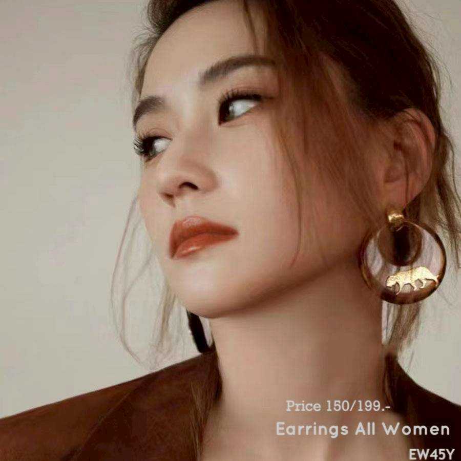 EW45Y ต่างหูเก๋ๆๆ ลายเสือสีทอง