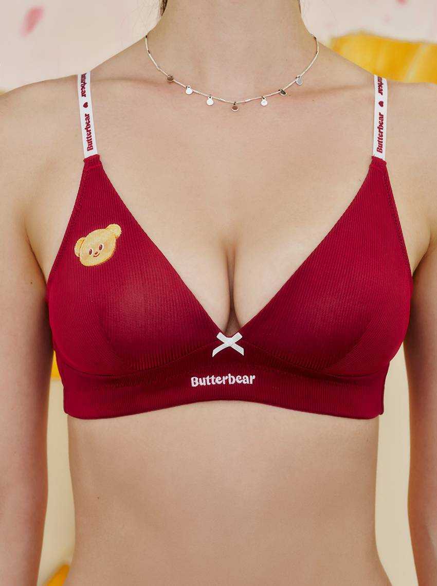 Butterbear x Sabina เสื้อชั้นในไร้โครง รหัส SBL24055RD - สีแดงเข้ม