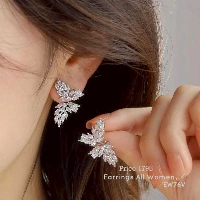 EW76V ต่างหูสีเงิน ผีเสื้อ  เงิน 925