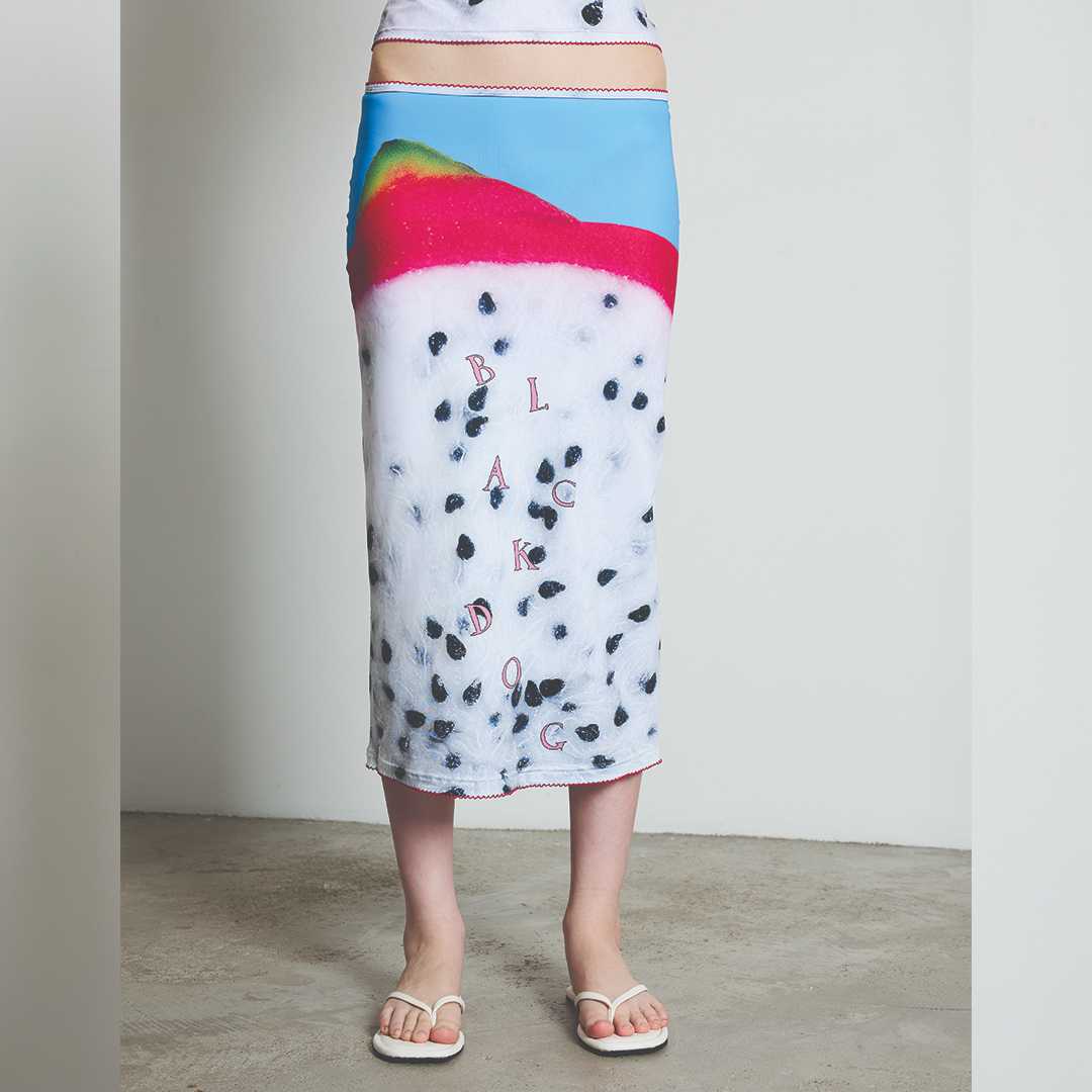 BLACKDOG BKK -  Dragon fruit skirt  กระโปรงลายแก้วมังกร - BD2506