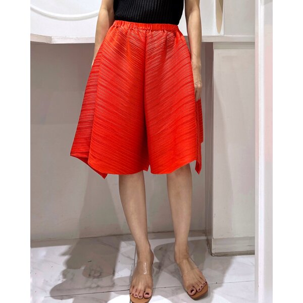 ยาว 24นิ้ว!! 2MUAY รุ่น CX6388 กางเกงอัดพลีท WIDE FLARE SHORTS PLEATED PANTS 6 สี FREE SIZE