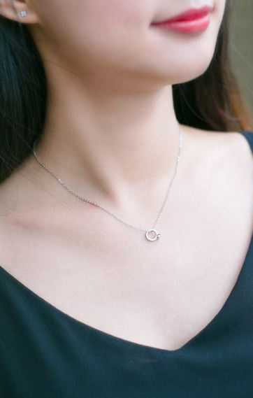 สร้อย สร้อยคอ ❤ จี้แหวนเพชร สไตล์เกาหลี มินิมอล Necklace Minimal ชุบทองคำขาว