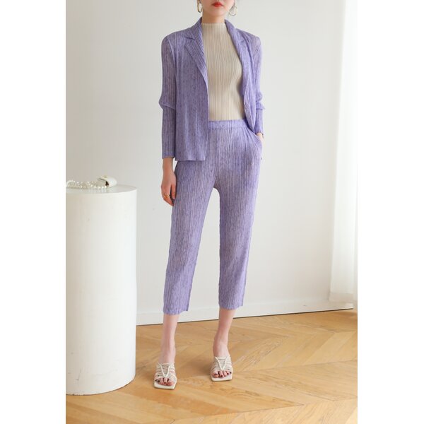 ปรับราคาลง!! 2MUAY รุ่น GJO8667/GJO8627-2 เซ็ตพลีทคุณภาพ PRINTED COLLAR CARDIGAN WITH PANT PLEATE...