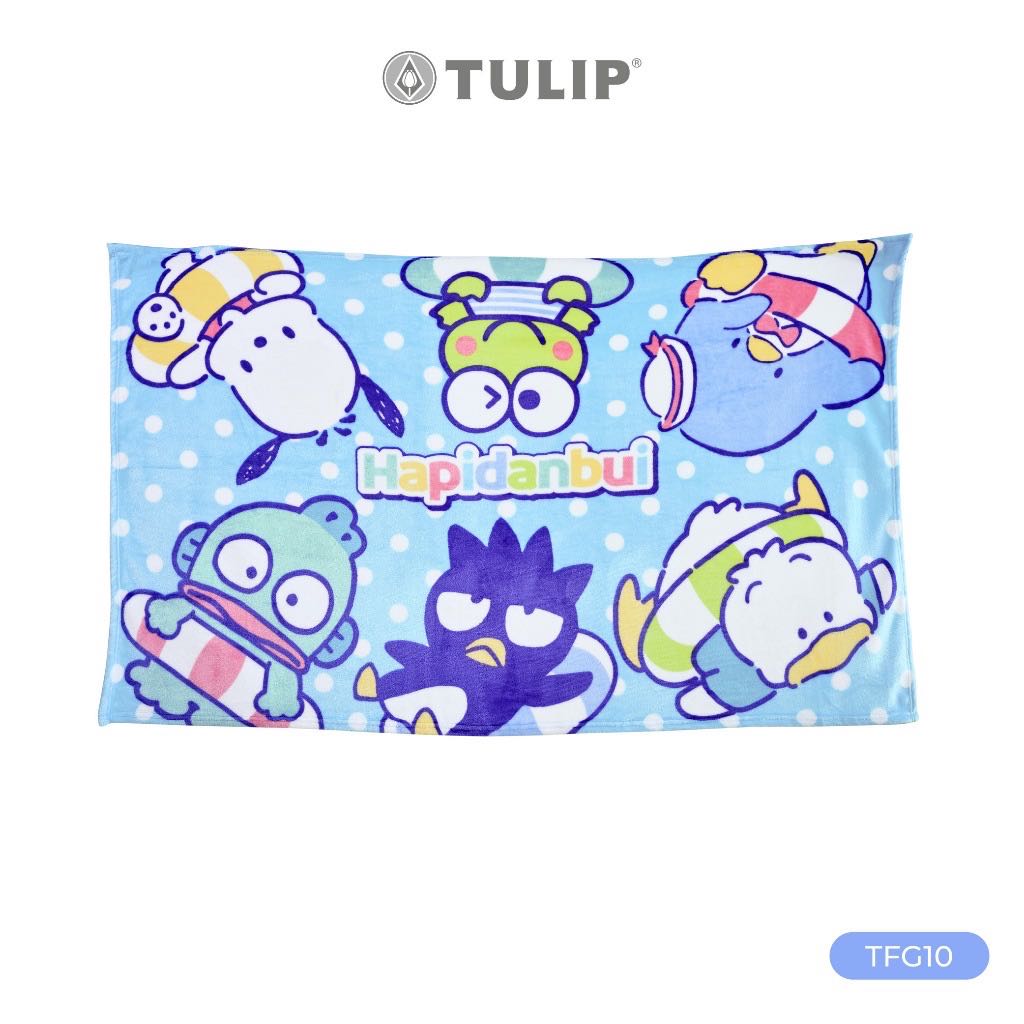 ผ้าห่ม Tulip ผ้าห่มขนแกะเทียม Sanrio Hapidanbui TFG10 ลิขสิทธิ์แท้ ลายน่ารัก