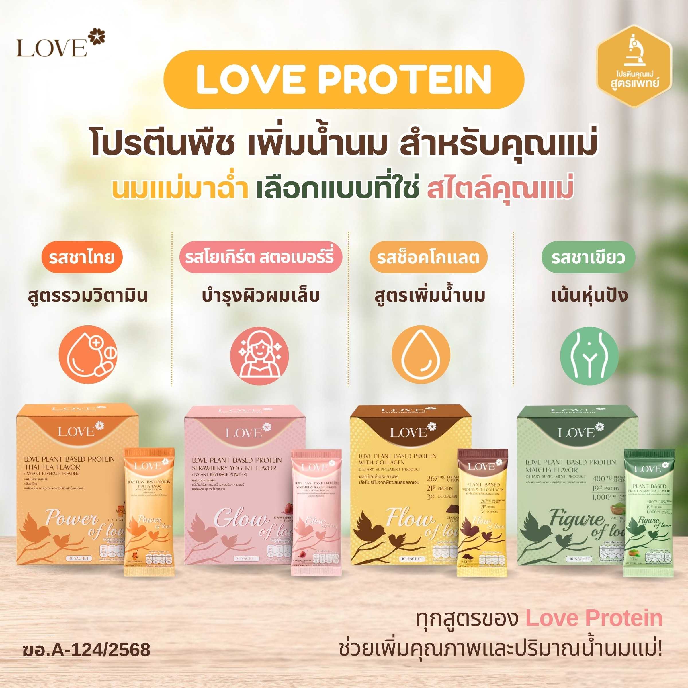 (1 กล่อง) Love Protein เลิฟ โปรตีนพืช สูตรแพทย์ โปรตีนบำรุงคุณแม่ ก่อนท้อง ตั้งครรภ์ และหลังคลอด