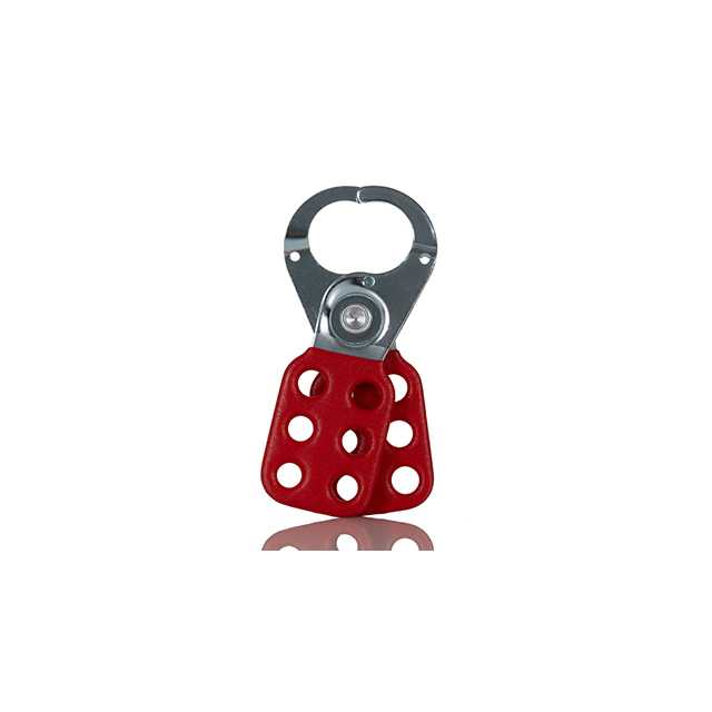 SS-RS PRO Red 6-Lock Steel Hasp Lockout, 25mm Shackle, 25mm Attachment