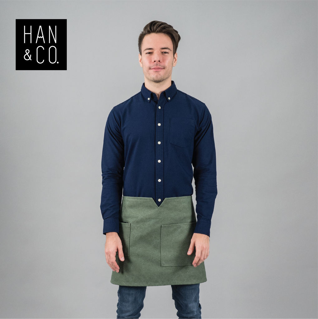 ผ้ากันเปื้อนตัวสั้น 12C Cross Back Short Apron (เขียวเข้ม, Forest Green)