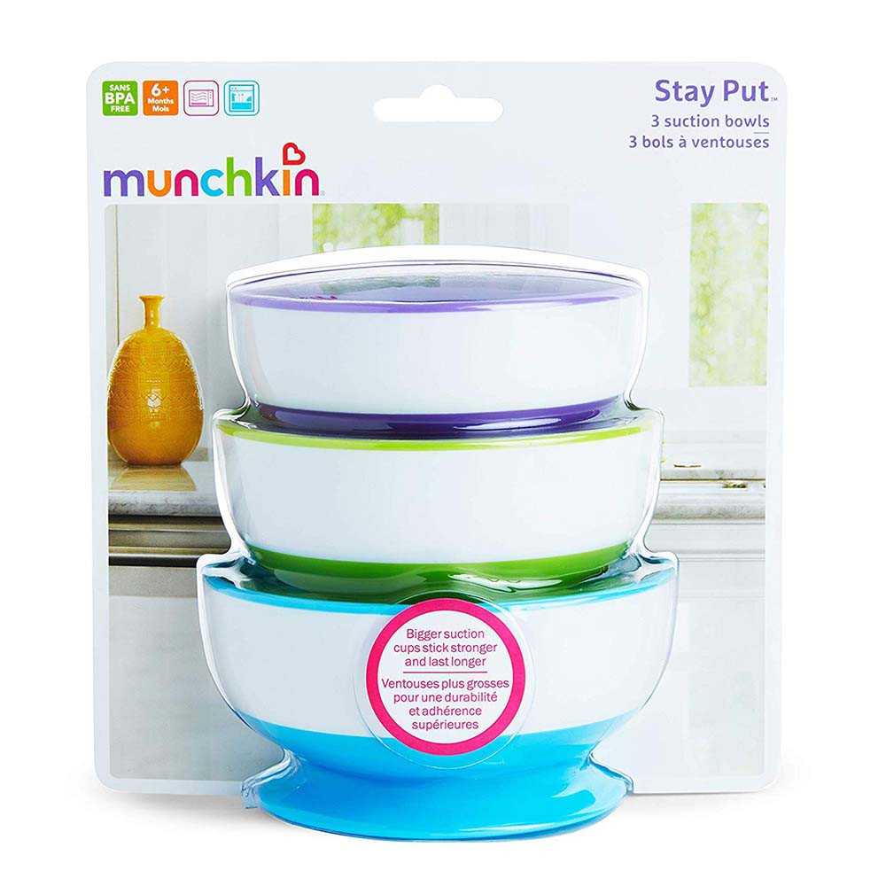 #ชาม Munckin : MNK27188 Stay Put Suction Bowls - 3pk