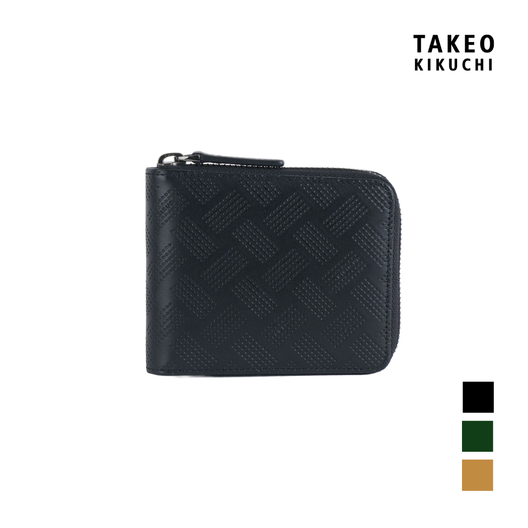 TAKEO KIKUCHI กระเป๋าสตางค์ใบสั้น KAGOME ZIPPER SHORT BIFOLD WALLET