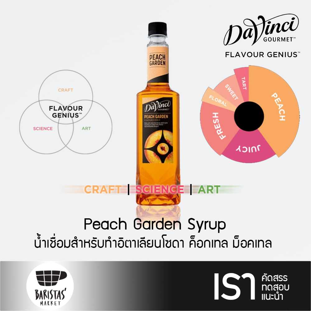 DaVinci Peach Garden Syrup 750ml น้ำเชื่อมสำหรับอิตาเลียนโซดา ค็อกเทล ม็อคเทล