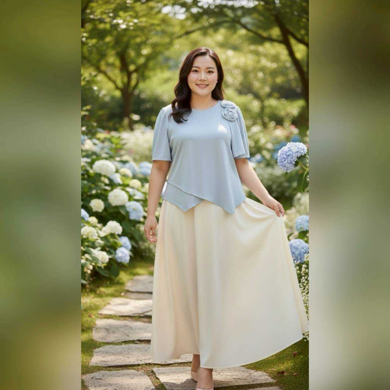 เสื้อผ้ายืดแต่งดอกไม้