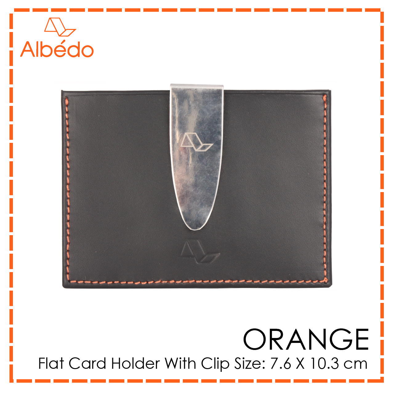 ORANGE FLAT CARD HOLDER WITH CLIP-OR01899