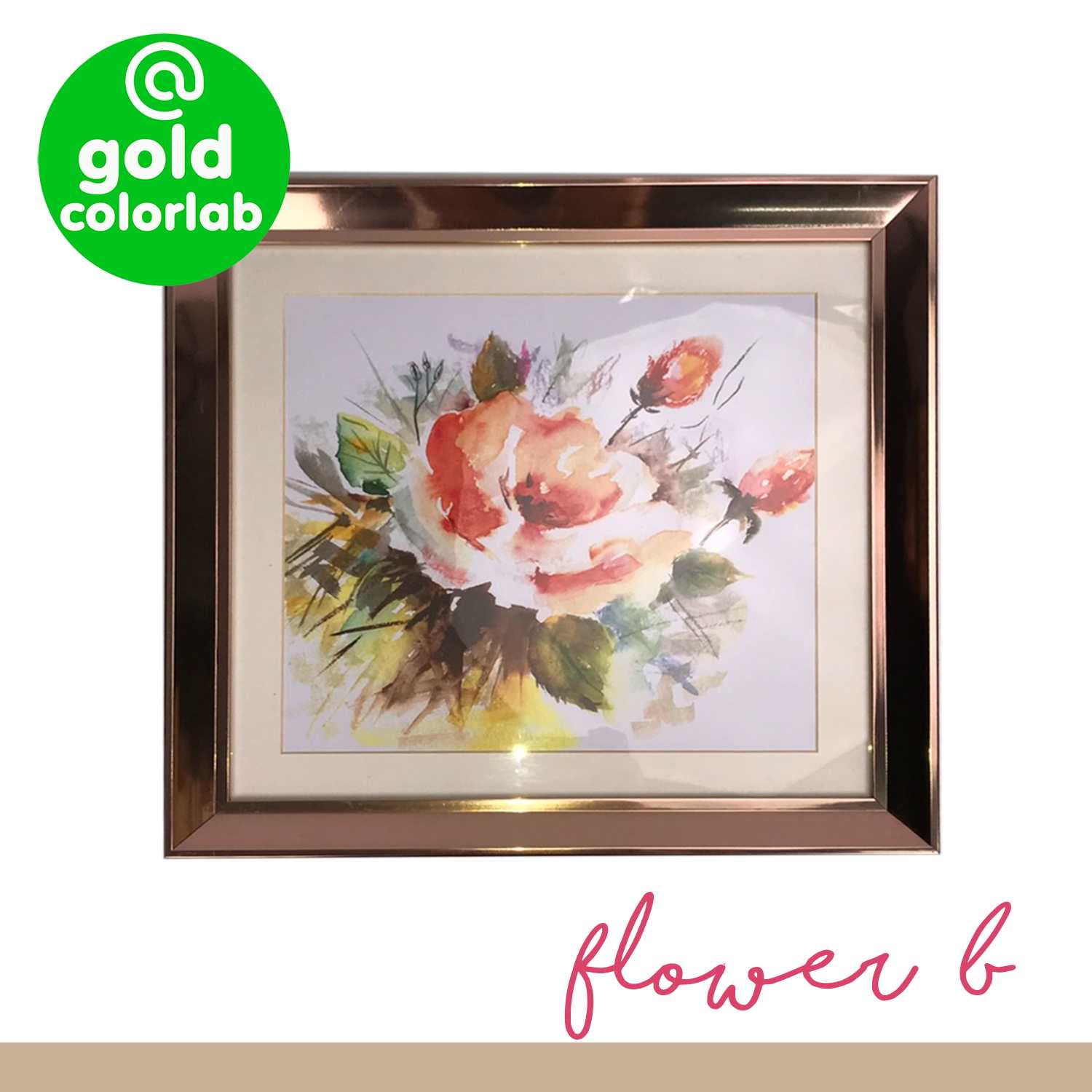 ภาพวาดวิว ดอกไม้ B ขนาด 50x48 cm พร้อมกรอบรูปสี Rose Gold  / Flower A decoration frame