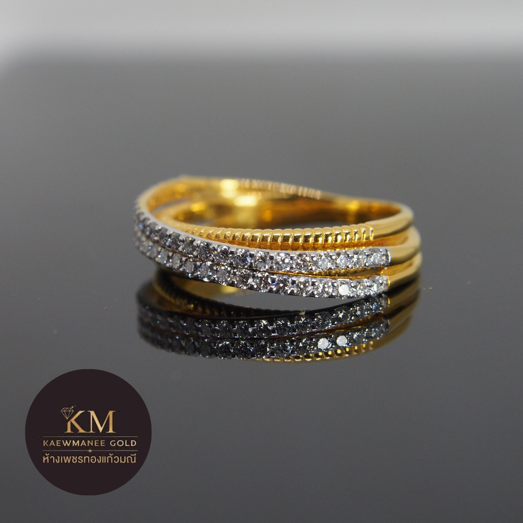แหวนเพชร Parallel 3 Line Collection (90% Gold)