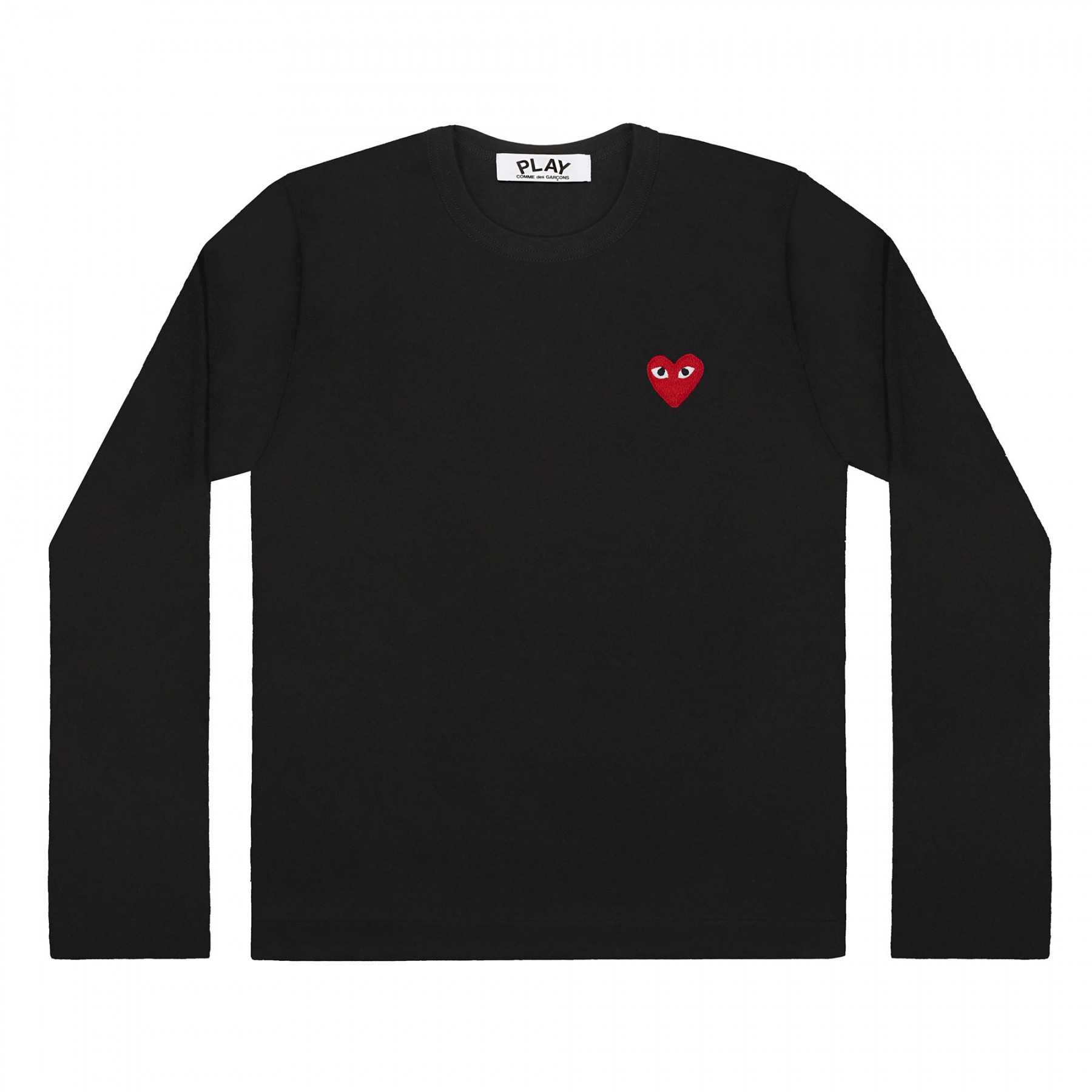 PLAY COMME des GARÇONS : เสื้อยืด Play Comme พื้นหัวใจแดงแขนยาว (ของแท้จากญี่ปุ่น 100%)